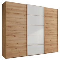 FÜGGESZTETT TOLÓAJTÓS SZEKRÉN részben tömörfa tölgy fehér, Bianco tölgy  - Bianco tölgy/fehér, Natur, faalapú anyag/Üveg (250/236/67cm) - Linea Natura