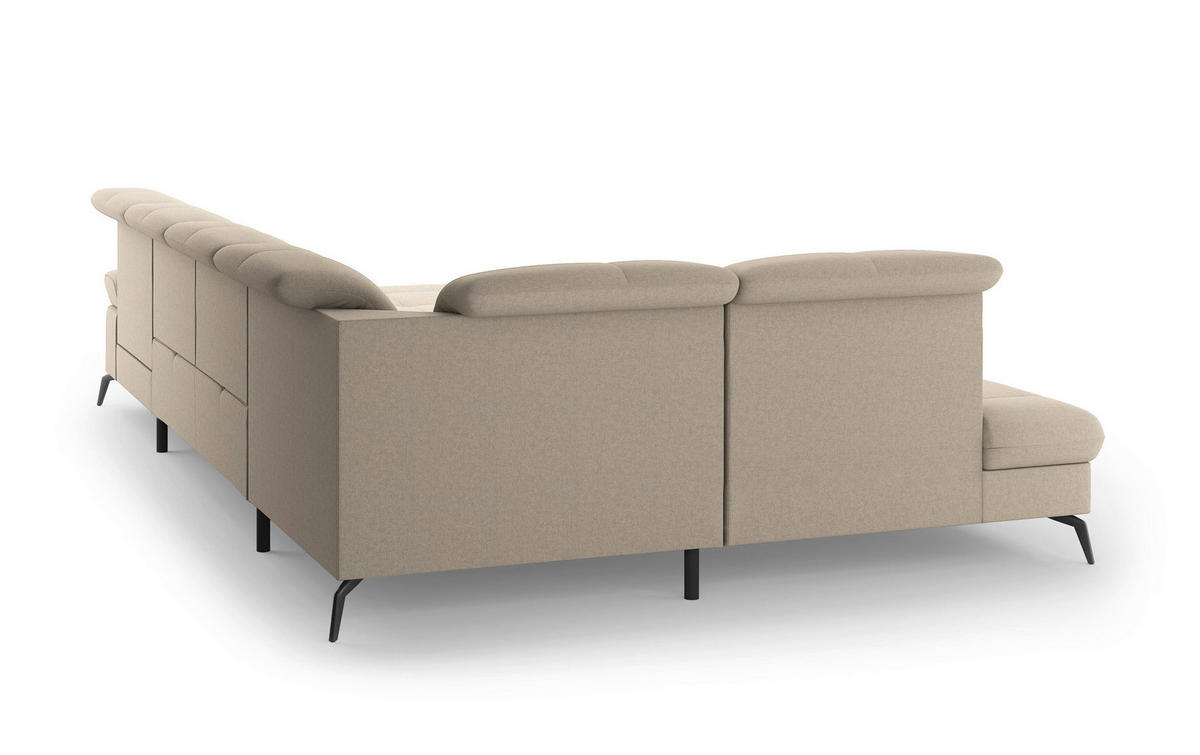 WOHNLANDSCHAFT in Flachgewebe Taupe  - Taupe/Schwarz, Konventionell, Textil/Metall (231/357/185cm) - Sit & More