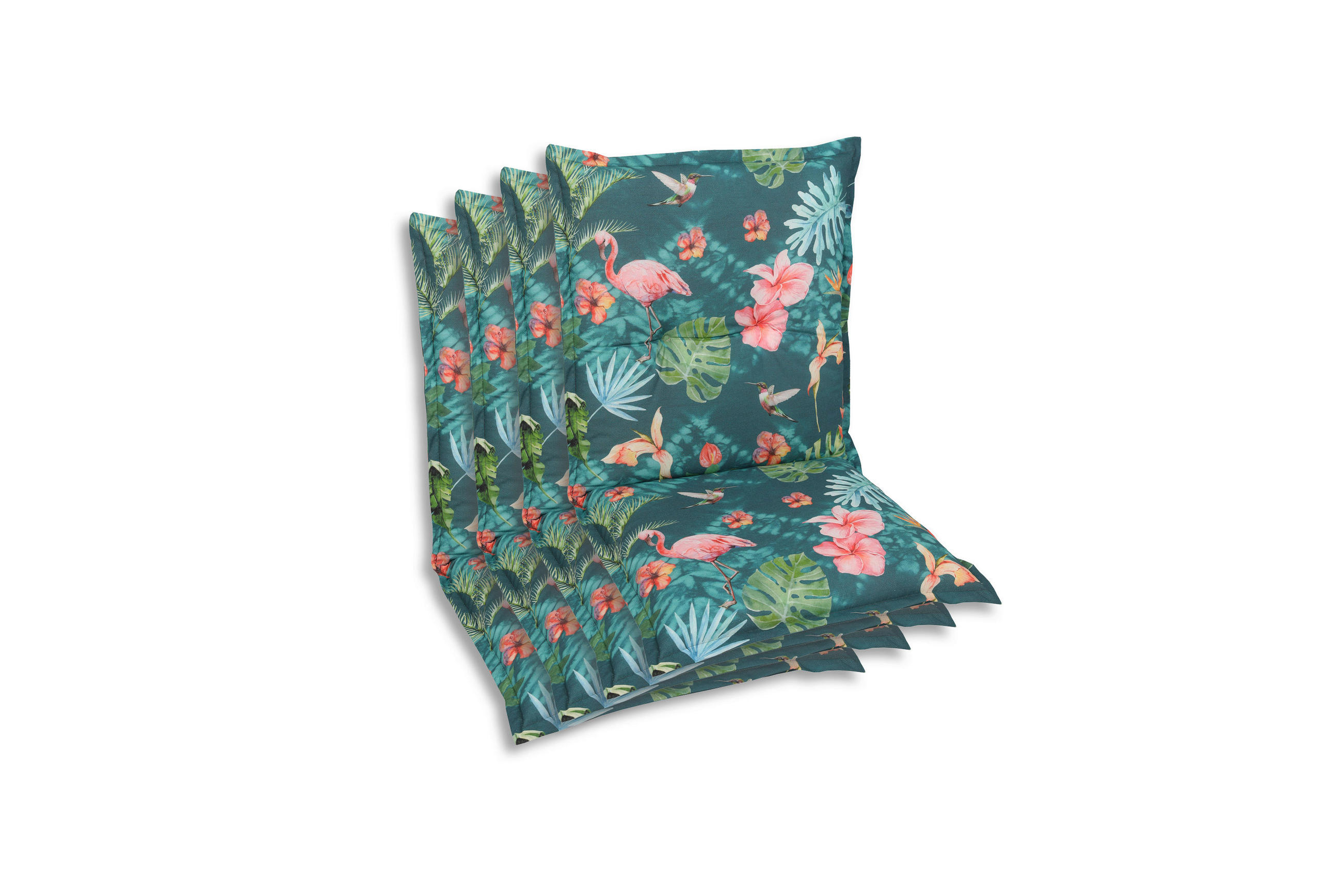 SESSELAUFLAGENSET in Blau, Grün, Rosa Flamingo  - Blau/Rosa, Basics, Textil (50/7/100cm)