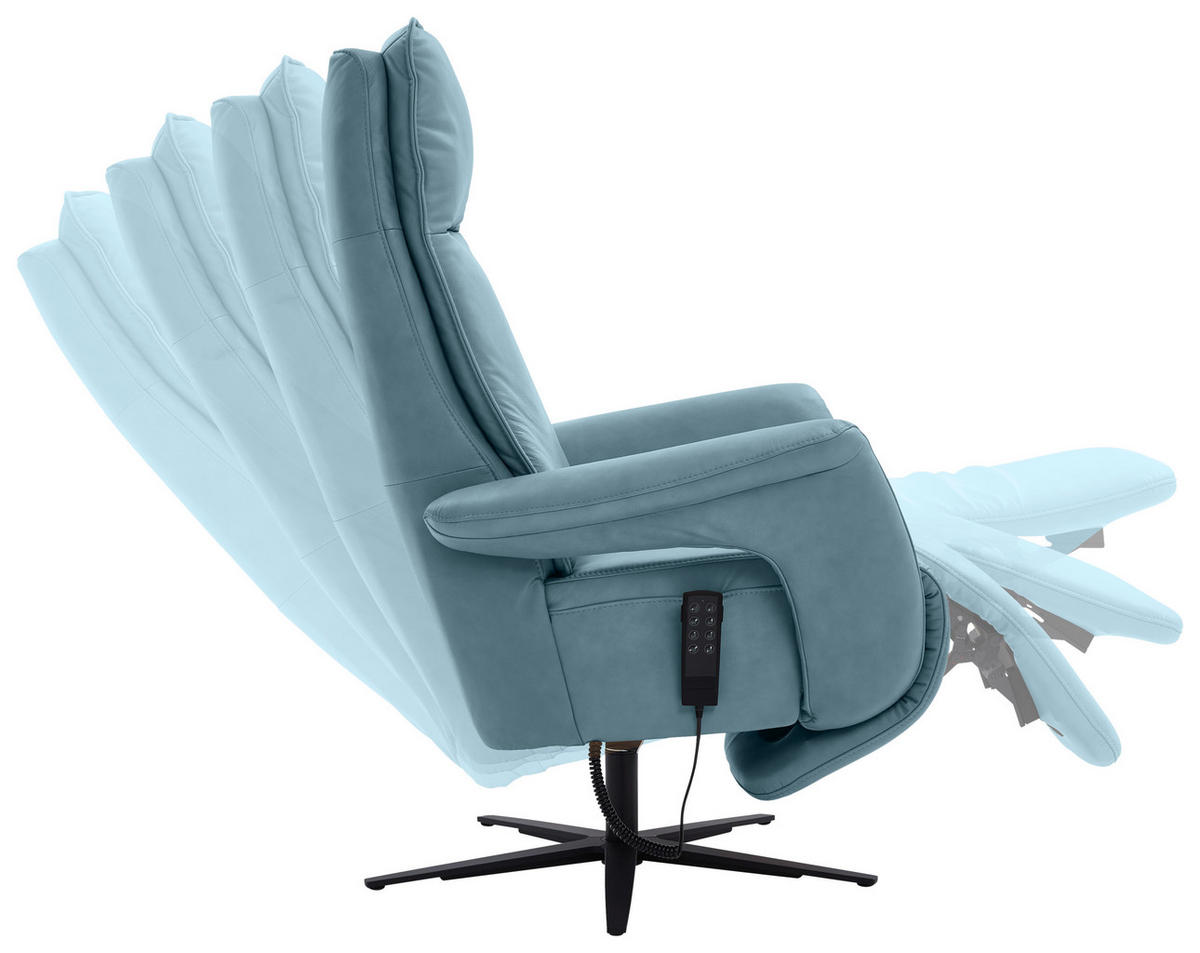 RELAXSESSEL in Leder Blau  - Blau/Schwarz, Design, Leder/Metall (83/123/87cm) - Valdera