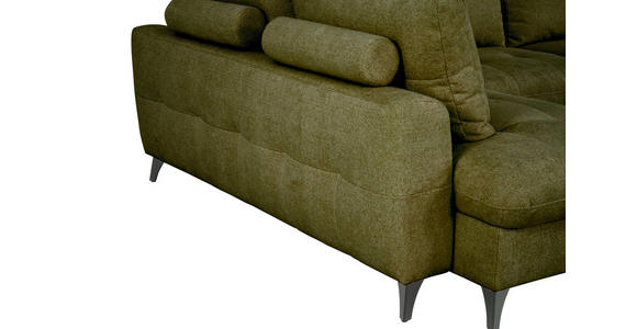 WOHNLANDSCHAFT Grün Chenille  - Schwarz/Grün, KONVENTIONELL, Textil/Metall (188/340/160cm) - Xora