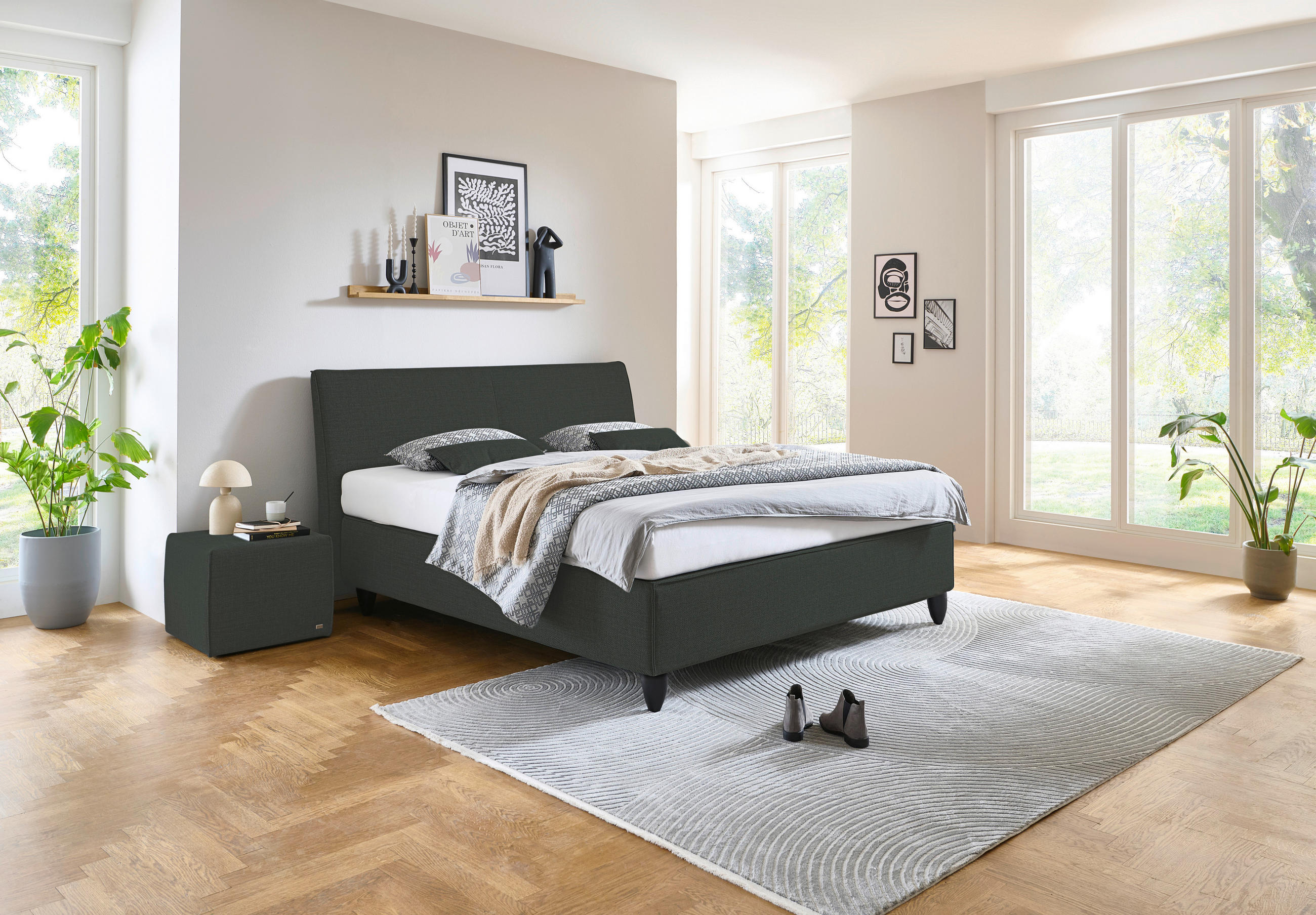 BOXSPRINGBETT 180/200 cm  in Anthrazit  - Anthrazit/Schwarz, Design, Holzwerkstoff/Kunststoff (180/200cm) - RUF Betten