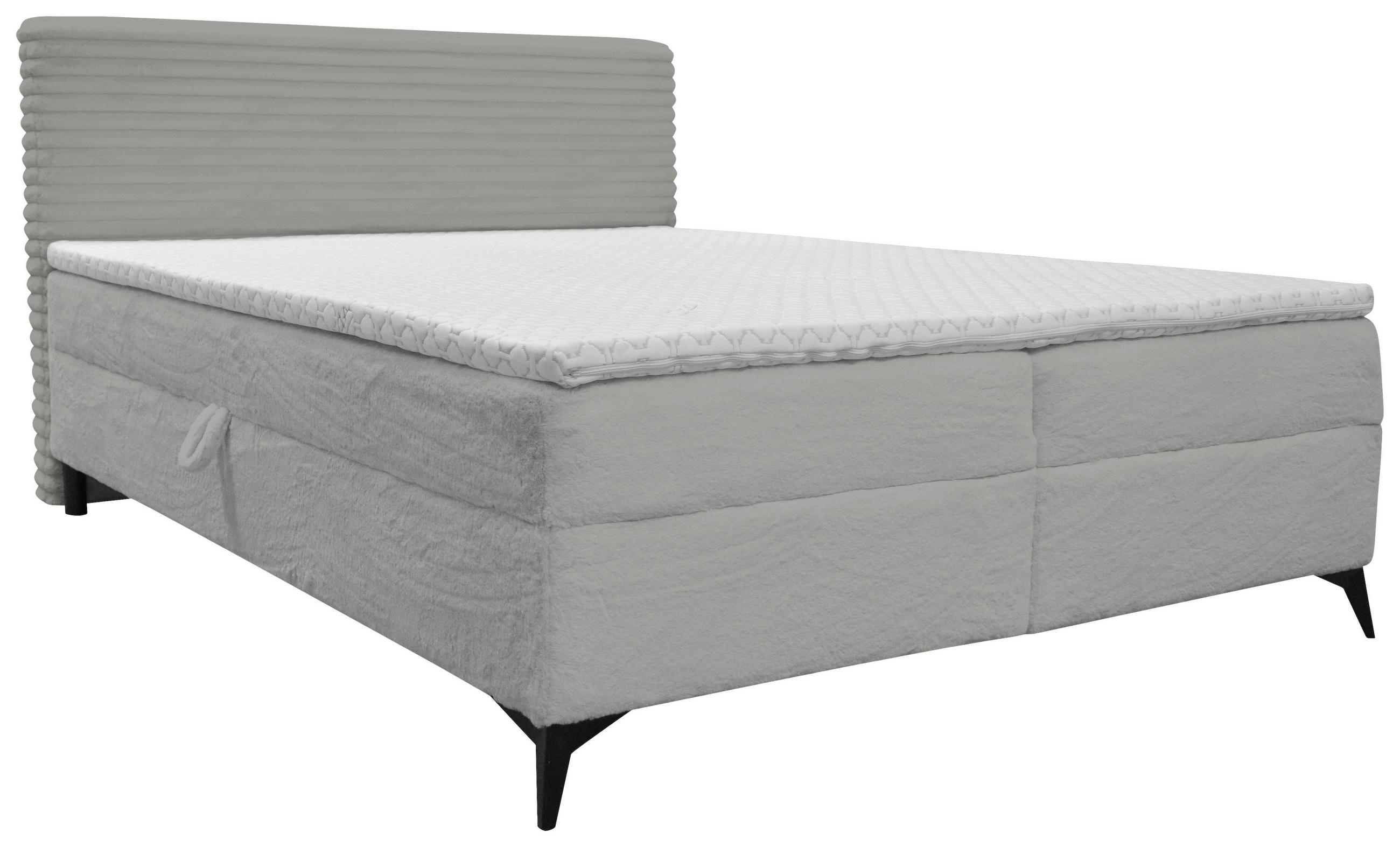 BOXBETT 160/200 cm,  in Grau, Bettkasten, Topper, Matratzen, H3 = fest  - Schwarz/Grau, Design, Holz/Holzwerkstoff (160/200cm) - Xora