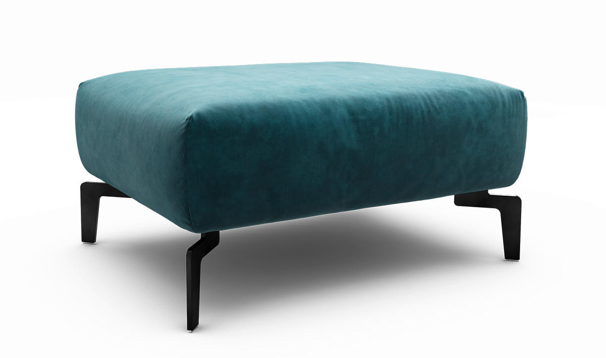 HOCKER Samt Blau  - Blau/Schwarz, Design, Textil/Metall (90/70/46cm) - SENSOO