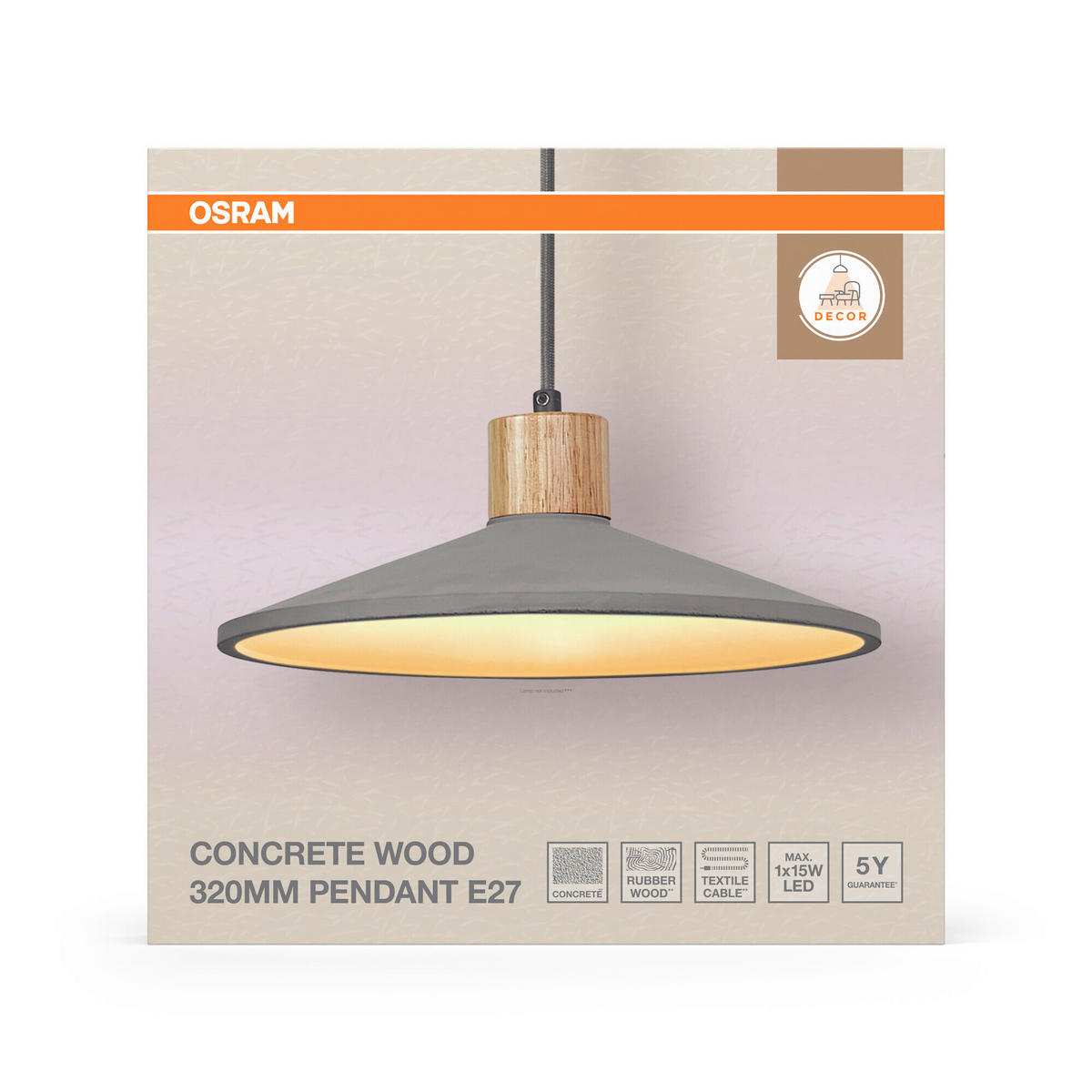 HÄNGELEUCHTE 32/116.50 cm  - Dunkelgrau/Naturfarben, Basics, Holz/Stein (32/116.50cm) - Osram