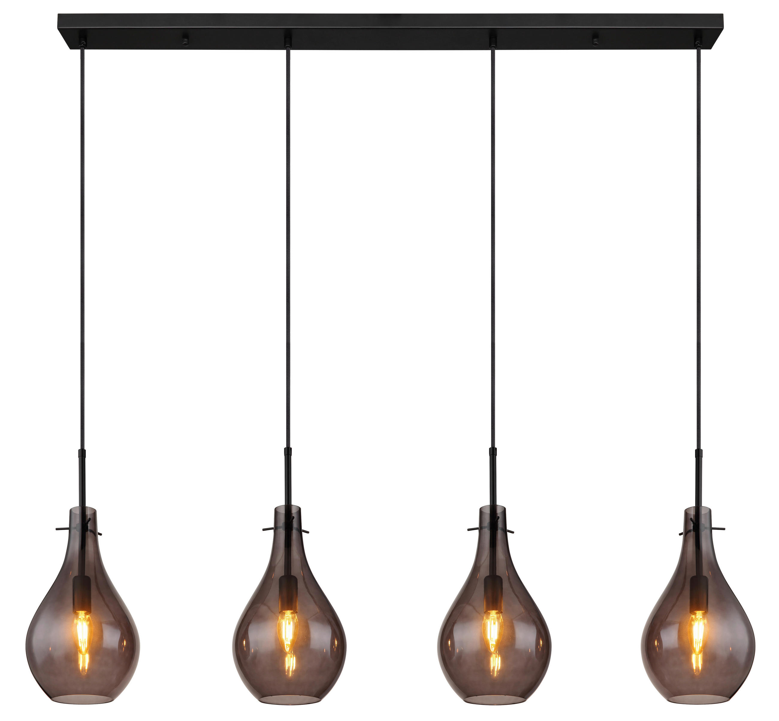 HÄNGELEUCHTE 110/18/120 cm    - Schwarz, Design, Glas/Metall (110/18/120cm) - Globo
