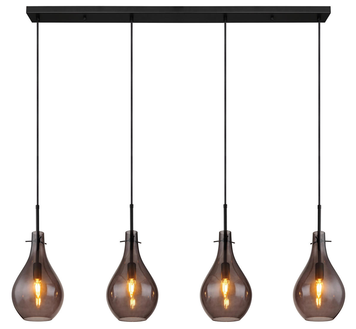 HÄNGELEUCHTE 110/18/120 cm  - Schwarz, Design, Glas/Metall (110/18/120cm) - Globo