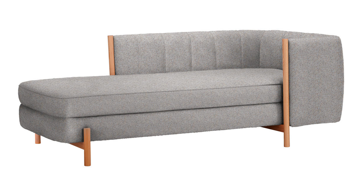 RÉCAMIERE in Plüsch Blaugrau  - Blaugrau/Naturfarben, Design, Holz/Textil (216/90/109cm) - Niels Andersson