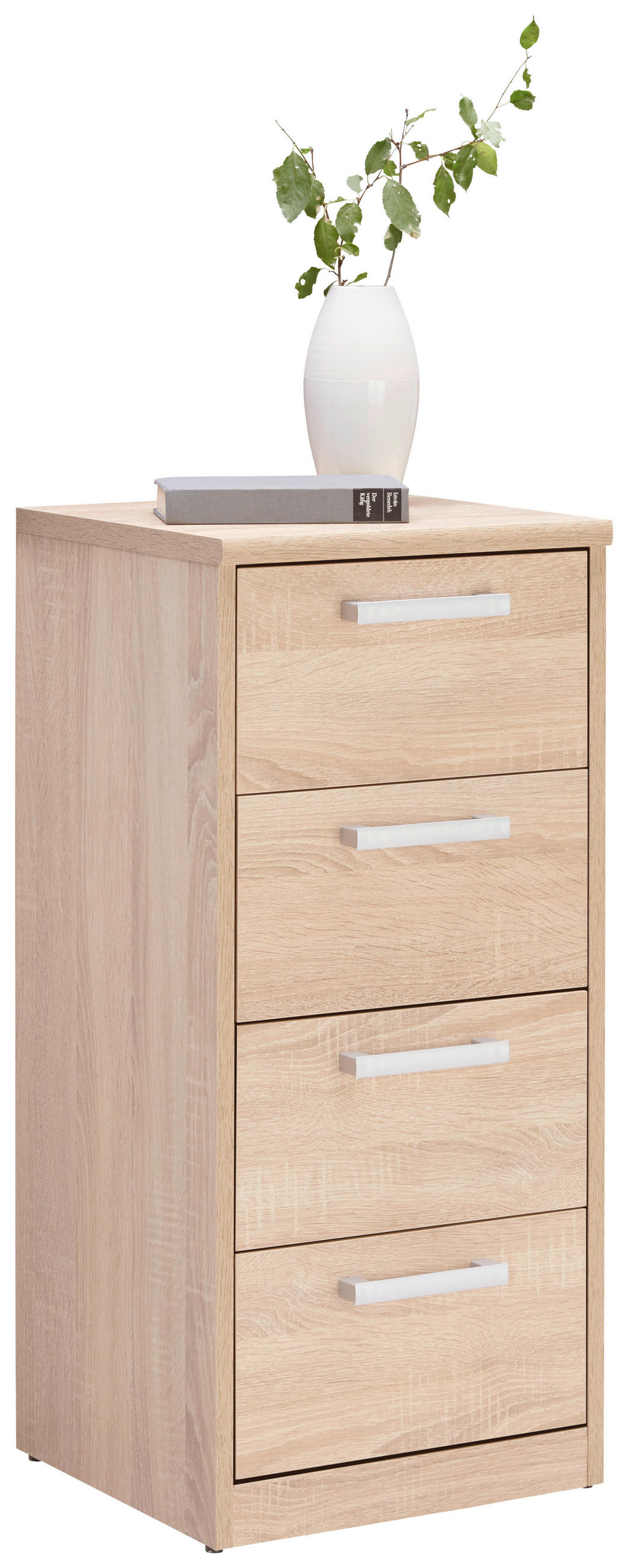 KOMMODE 38/84/36 cm  in Sonoma Eiche  - Silberfarben/Schwarz, Konventionell, Holzwerkstoff/Metall (38/84/36cm) - Xora