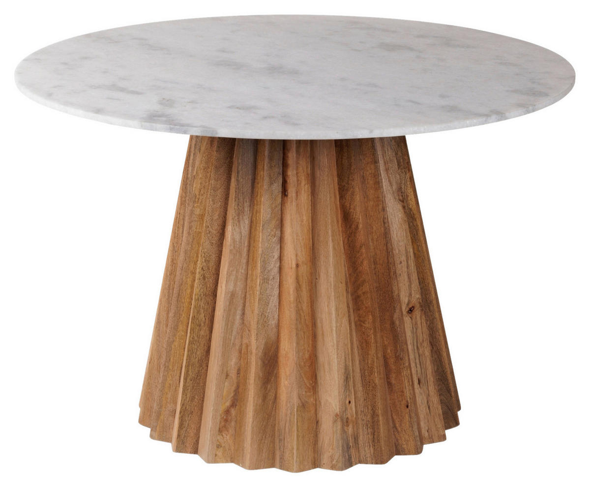 ESSTISCH 115/76/115 cm Echtholz  Holz, Stein schnell aufzubauende und stabile Arbeitsfläche rund Naturfarben  - Naturfarben, Modern, Holz/Stein (115/76/115cm) - Livetastic