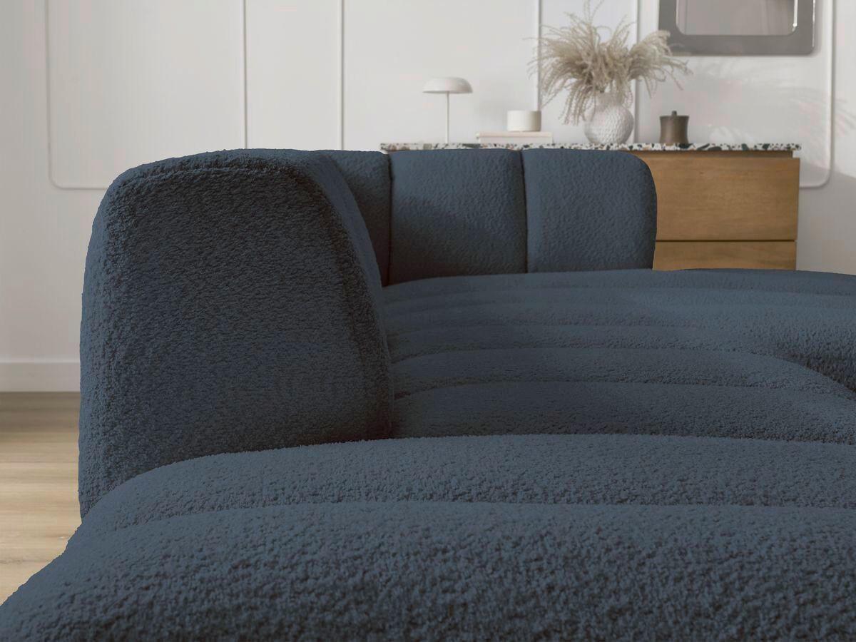 ECKSOFA Ottomane rechts  ANNECY Dunkelblau Bouclé  - Schwarz/Dunkelblau, MODERN, Kunststoff/Textil (262/170cm)