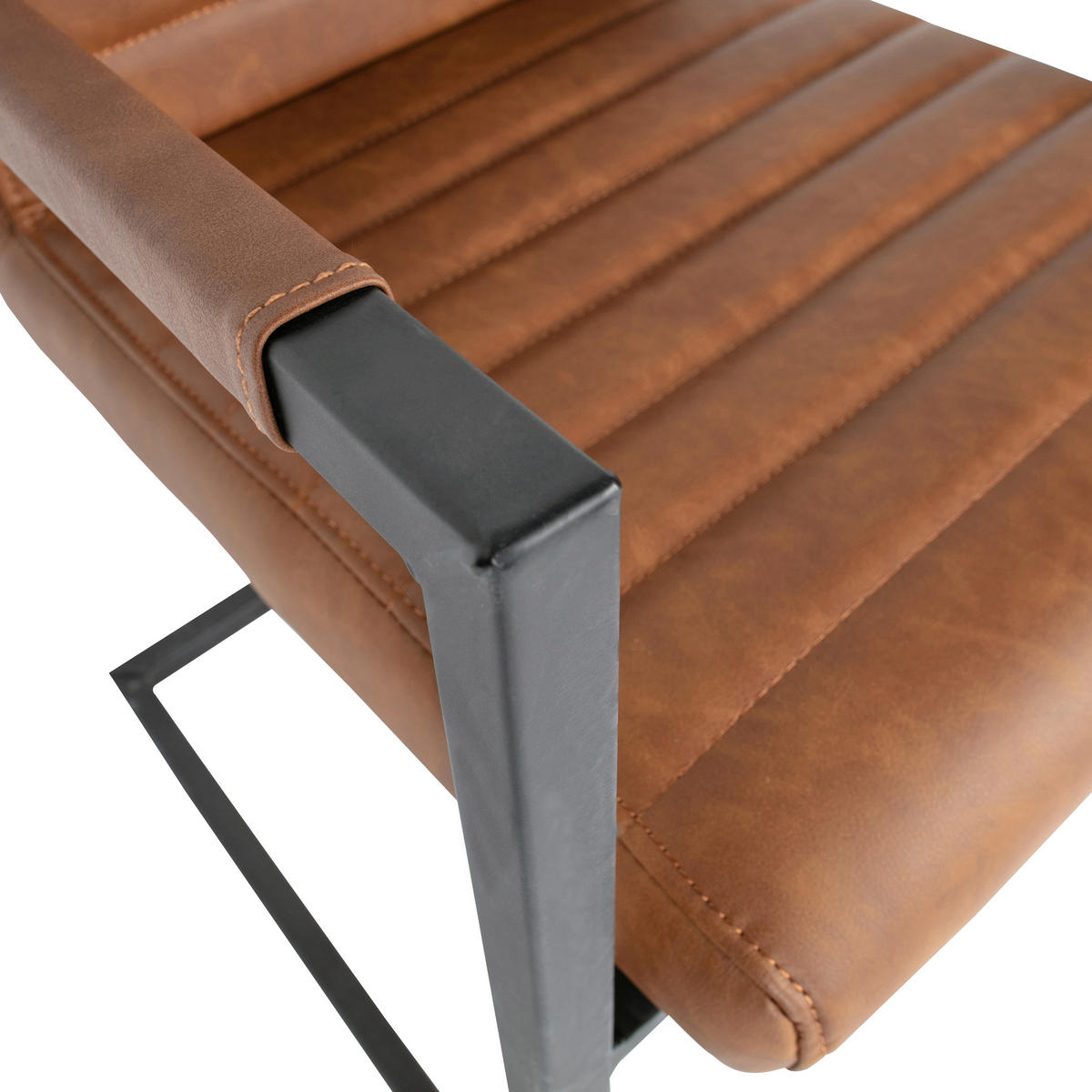 ARMLEHNSTUHL-SET 2 Stück  in Eisen Lederlook  - Cognac, MODERN, Textil/Metall (54/87/62cm) - Livetastic