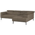 ECKSOFA in Chenille Hellbraun  280/205 cm  - Hellbraun/Schwarz, Design, Textil/Metall (280/205cm) - Xora