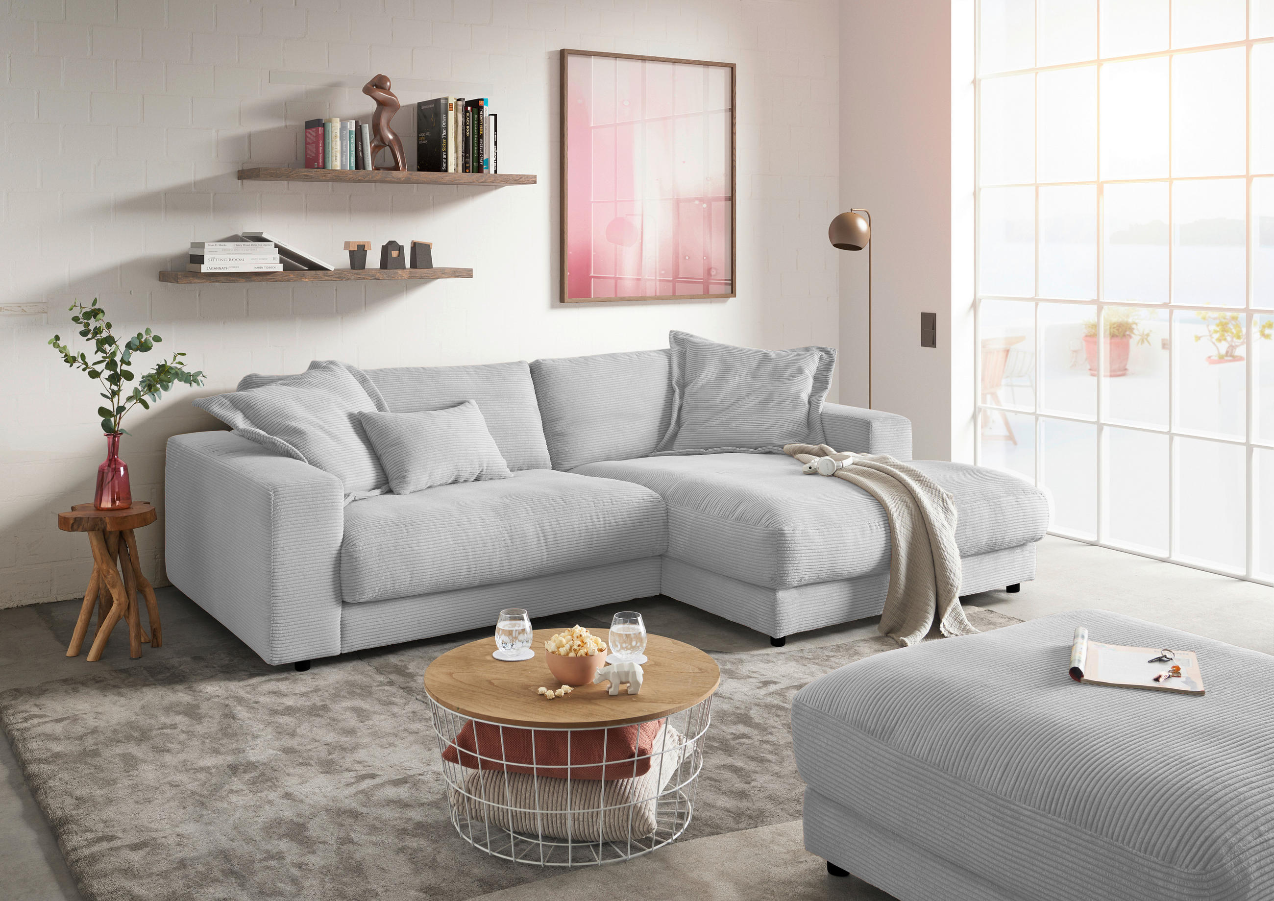 HOCKER in Textil Grau  - Schwarz/Grau, Design, Kunststoff/Textil (100/86/100cm) - Lomoco
