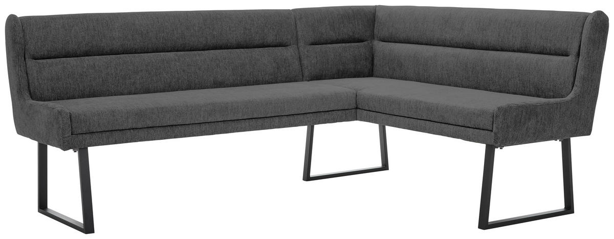 ECKBANK 237/159 cm Webstoff Schwarz, Dunkelgrau   - Dunkelgrau/Schwarz, Design, Textil/Metall (237/159cm) - Novel