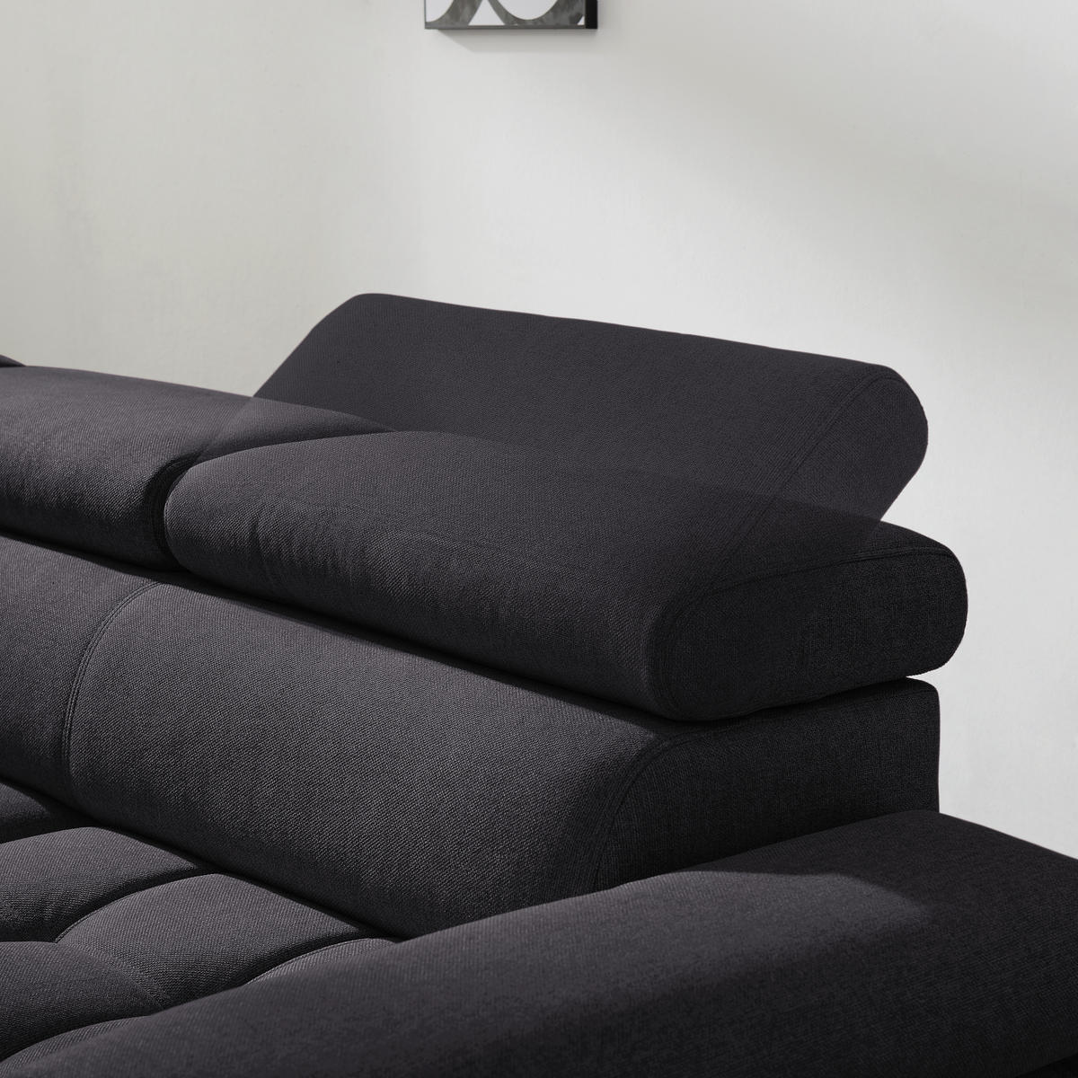 ECKSOFA in Webstoff Schwarz  - Schwarz, Design, Textil/Metall (263/223cm) - Welnova