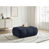 HOCKER FUJI  Leinenoptik Dunkelblau  - Schwarz/Dunkelblau, MODERN, Kunststoff/Textil (112/44/80cm)