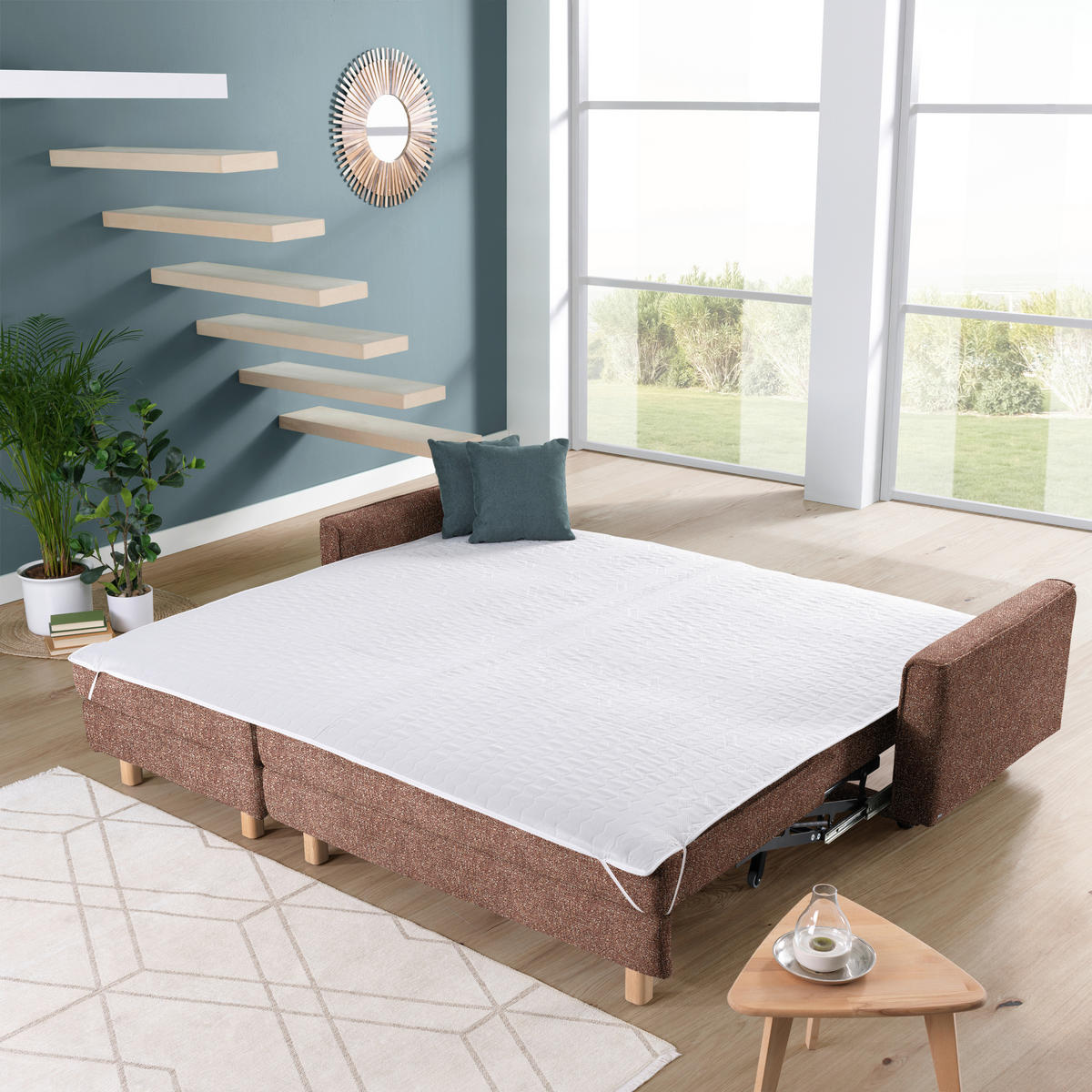 ECKSOFA  in Mikrovelours Terracotta  170/237 cm  - Eichefarben/Terracotta, KONVENTIONELL, Holz/Textil (170/237cm) - Sedda