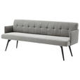 SITZBANK in Textil Grau  - Schwarz/Grau, Design, Textil/Metall (206/85/69cm) - Johann Jakob