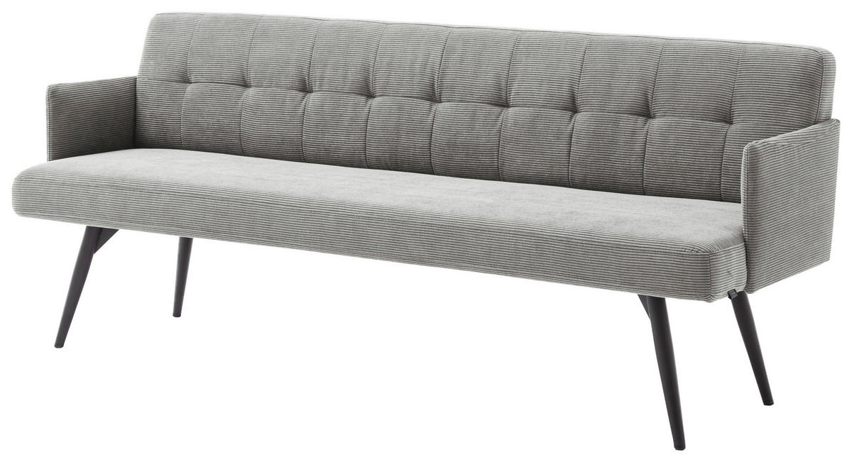 SITZBANK 206/85/69 cm Cord Grau Metall  - Schwarz/Grau, Design, Textil/Metall (206/85/69cm) - Johann Jakob