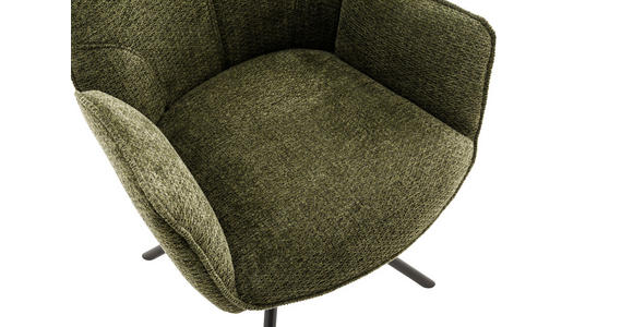 ARMLEHNSTUHL  Sitzfläche 180° drehbar, automatische Rückholfunktion Struktur  - Schwarz/Olivgrün, Design, Textil/Metall (59/88/63cm) - Carryhome