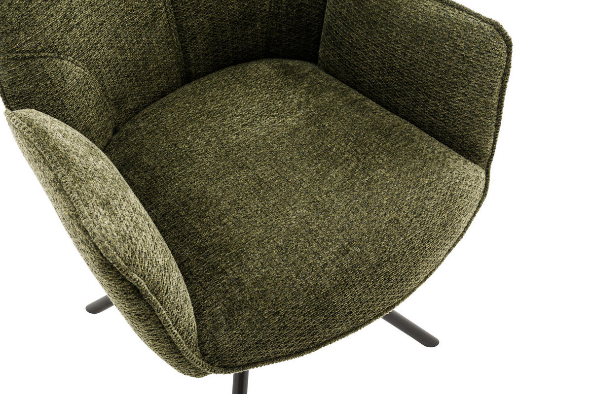 ARMLEHNSTUHL  in Eisen Struktur  - Schwarz/Olivgrün, Design, Textil/Metall (59/88/63cm) - Carryhome