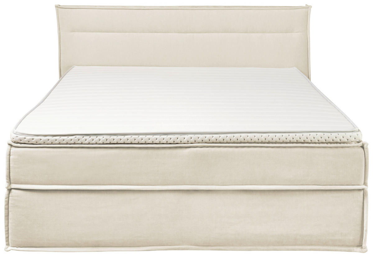 BOXSPRINGBETT 180/200 cm,  in Creme, Topper, H2 + H3 = mittel + fest  - Creme, Design, Kunststoff/Textil (180/200cm) - Musterring