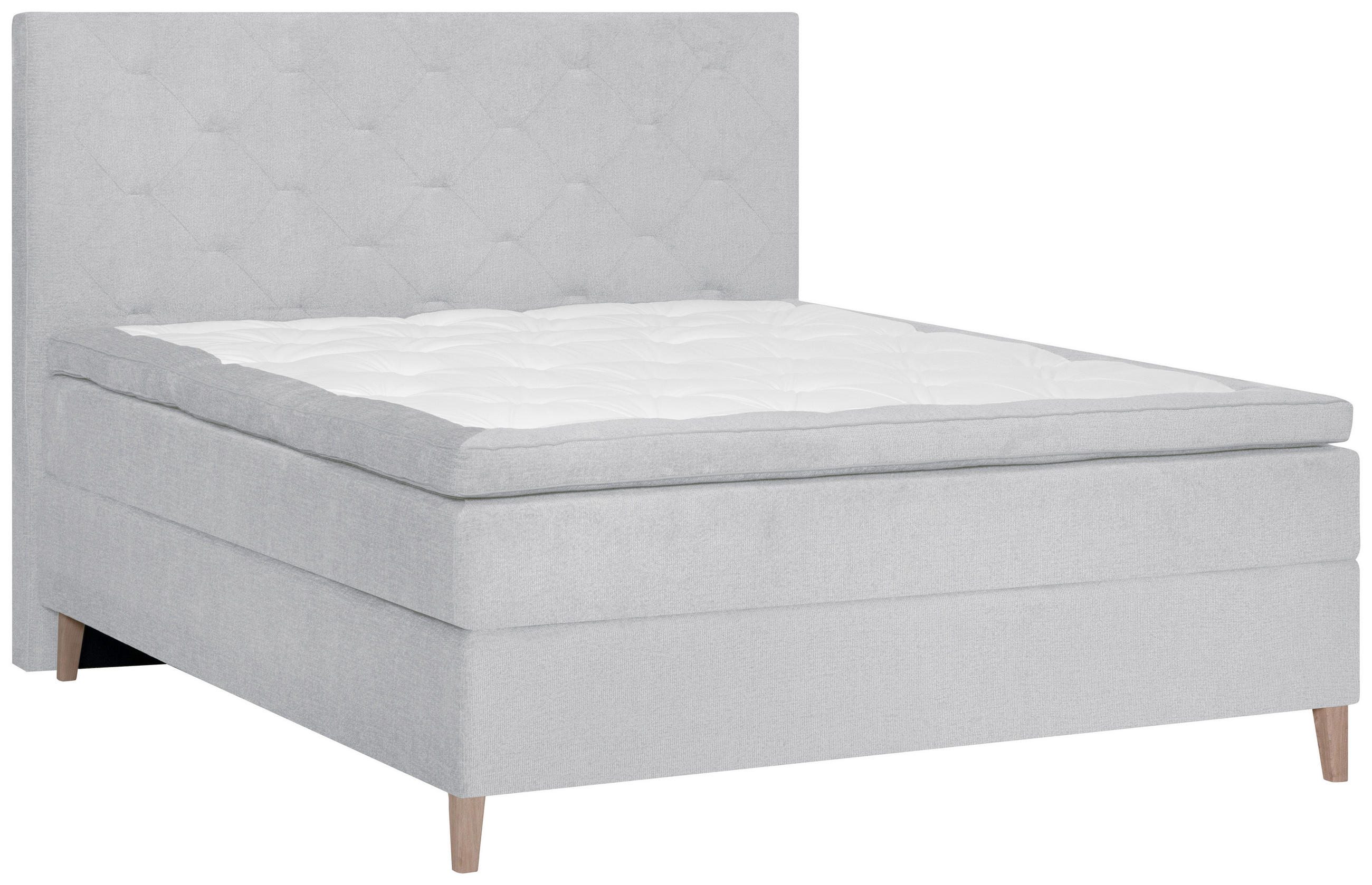 BOXSPRINGBETT 120/200 cm  in Hellgrau  - Eichefarben/Hellgrau, Konventionell, Holz/Textil (120/200cm) - Welnova
