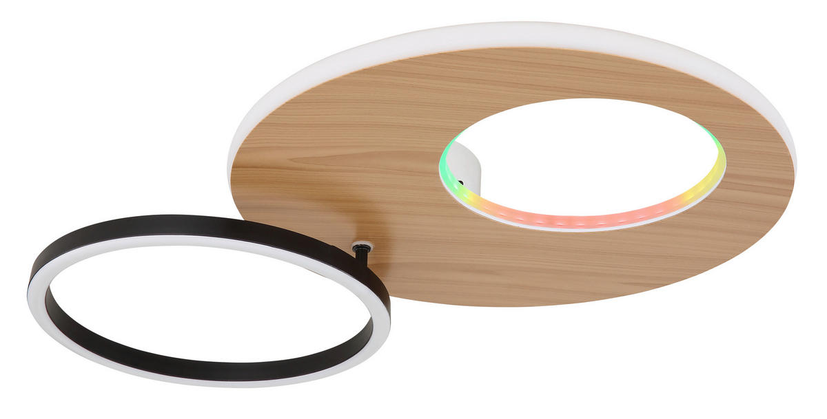 LED-DECKENLEUCHTE 61,2/40/10,5 cm   - Dunkelbraun/Opal, Design, Holzwerkstoff/Kunststoff (61,2/40/10,5cm) - Globo