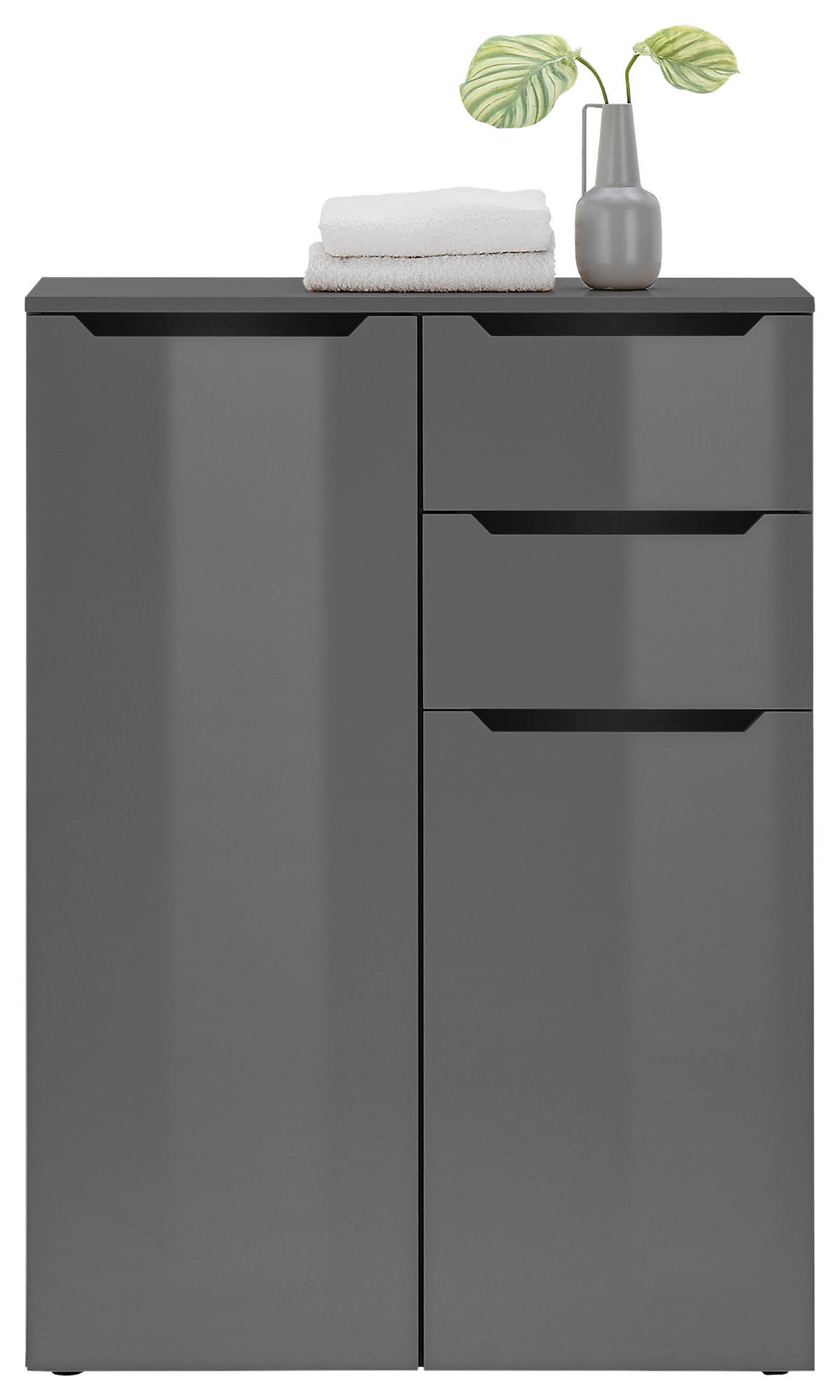 MIDISCHRANK 80/110/30 cm  - Anthrazit/Anthrazit Hochglanz, KONVENTIONELL, Holzwerkstoff/Kunststoff (80/110/30cm) - home24