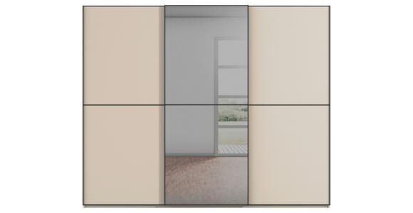 SCHWEBETÜRENSCHRANK  in Schwarz, Champagner  - Champagner/Schwarz, KONVENTIONELL, Glas/Holzwerkstoff (242/223/68cm) - Novel