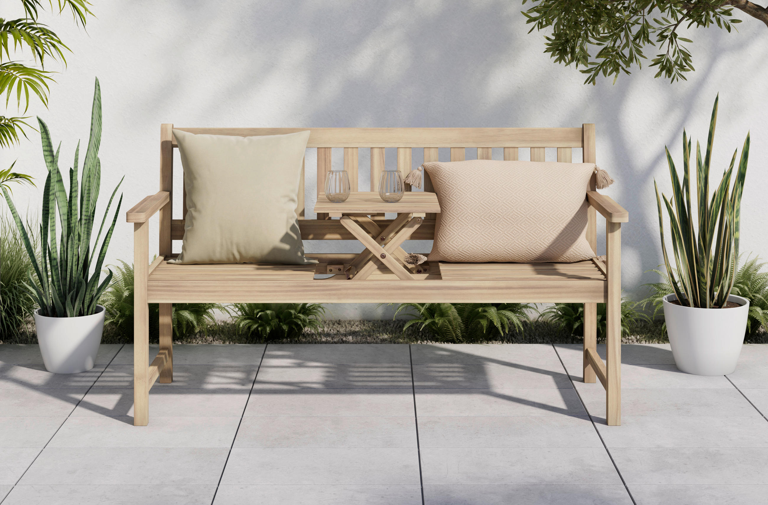 GARTENBANK 120/89/55 cm  in Akaziefarben  - Akaziefarben, ROMANTIK / LANDHAUS, Holz (120/89/55cm) - Ambia Garden