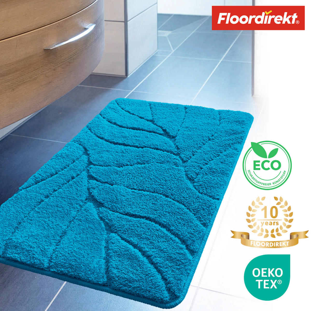 BADEMATTE Maris Türkis 50/80 cm  - Türkis, Basics, Kunststoff/Textil (50/80cm) - Floordirekt