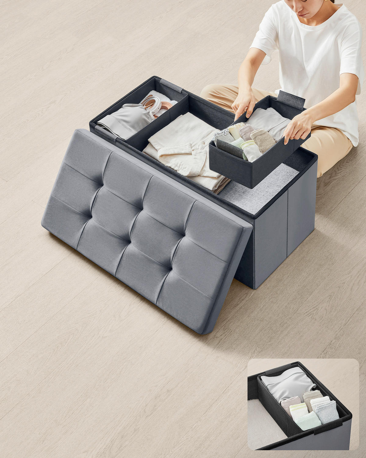 SITZBOX  - Grau, Basics, Textil (76/38/38cm)