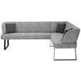 ECKBANK 233/189 cm Webstoff Dunkelgrau   - Dunkelgrau/Schwarz, Design, Textil/Metall (233/189cm) - Novel