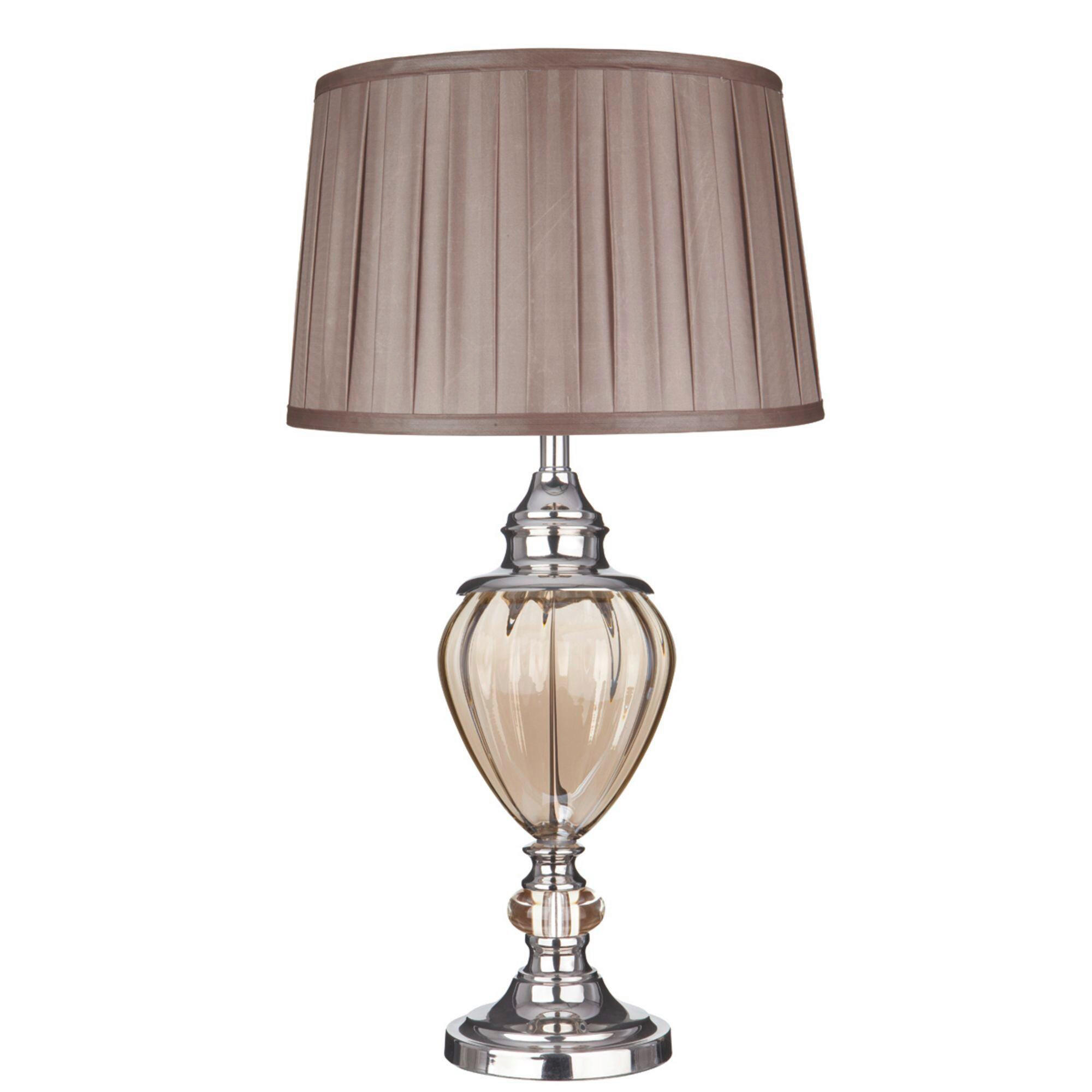Searchlight Tischleuchte Greyson Bernstein, Chrom, Braun 68 cm