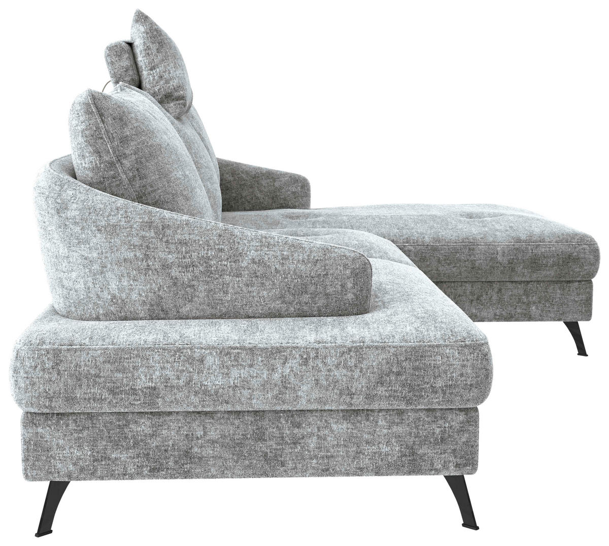 ECKSOFA in Webstoff Grau  - Schwarz/Grau, Konventionell, Textil/Metall (293/183cm) - Carryhome