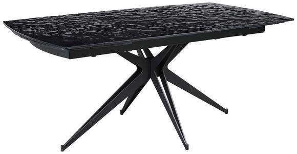 ESSTISCH in Metall, Glas 180-260/95/76 cm - Schwarz, Design, Glas/Metall (180-260/95/76cm) - Novel