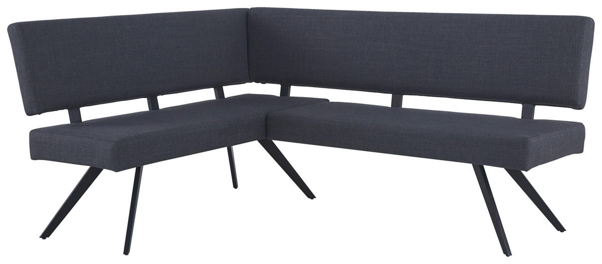 ECKBANK Metall, Textil Dunkelgrau  - Dunkelgrau/Schwarz, Konventionell, Textil/Metall (190/150/90/62cm) - MID.YOU