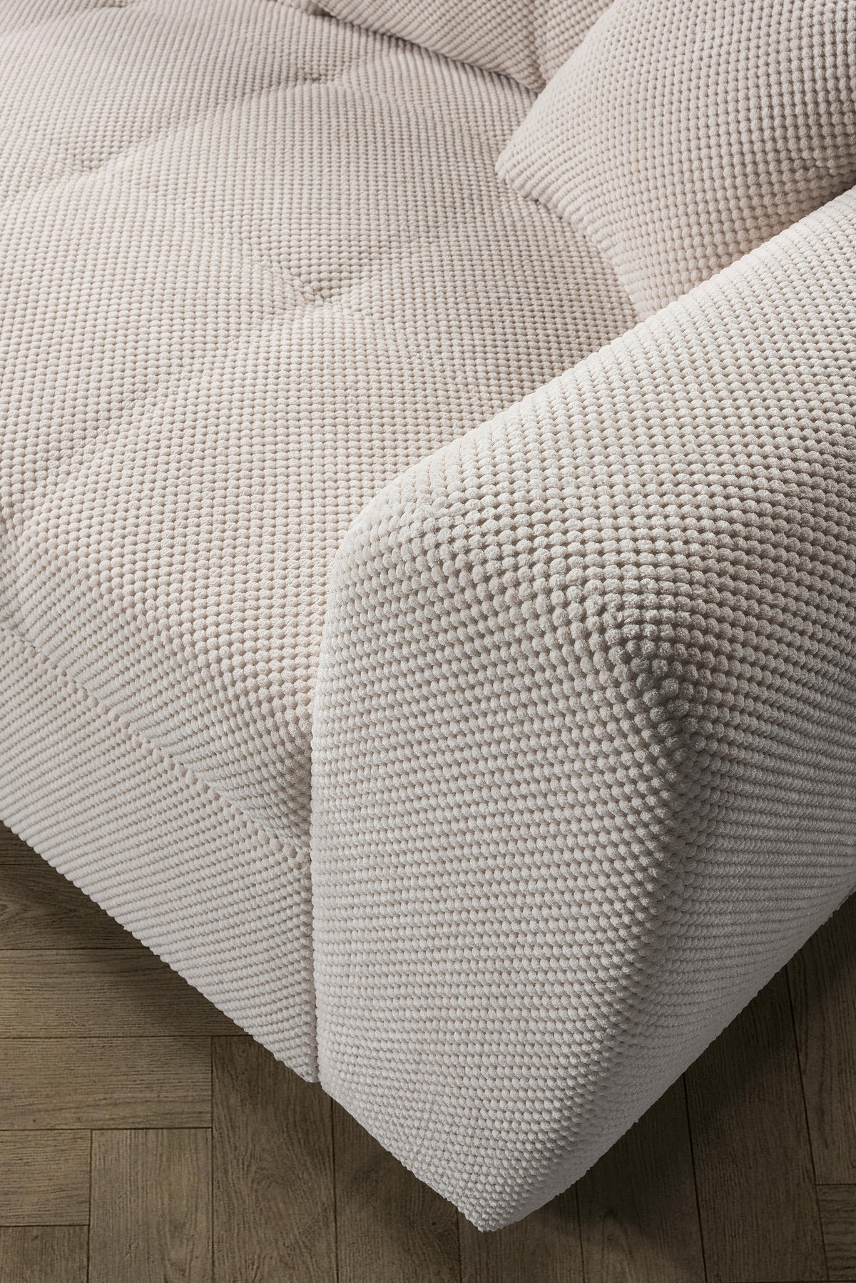 ECKSOFA Creme Plüsch  - Creme/Schwarz, KONVENTIONELL, Kunststoff/Textil (175/249cm) - Carryhome