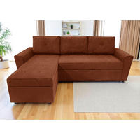 ECKSOFA TERMOLI in Cord Rostfarben  155/231 cm  - Rostfarben/Schwarz, Design, Kunststoff/Textil (155/231cm) - MID.YOU