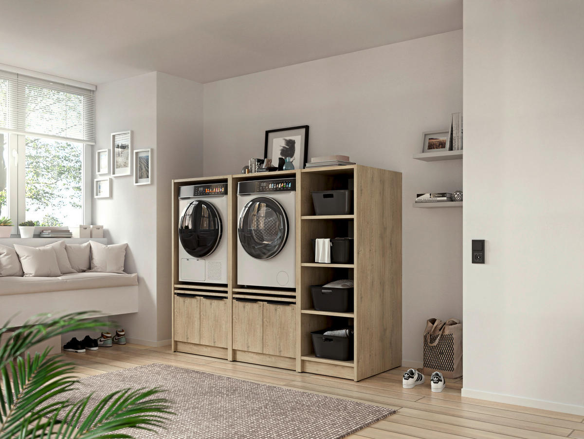 MEHRZWECKSCHRANK 50/150/68 cm  - Eichefarben/Schwarz, Basics, Holzwerkstoff/Kunststoff (50/150/68cm) - MID.YOU