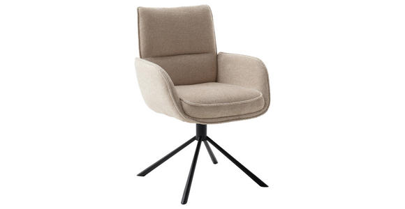 ARMLEHNSTUHL  in Stahl Webstoff  - Creme/Schwarz, Design, Textil/Metall (62/92/65cm) - Novel