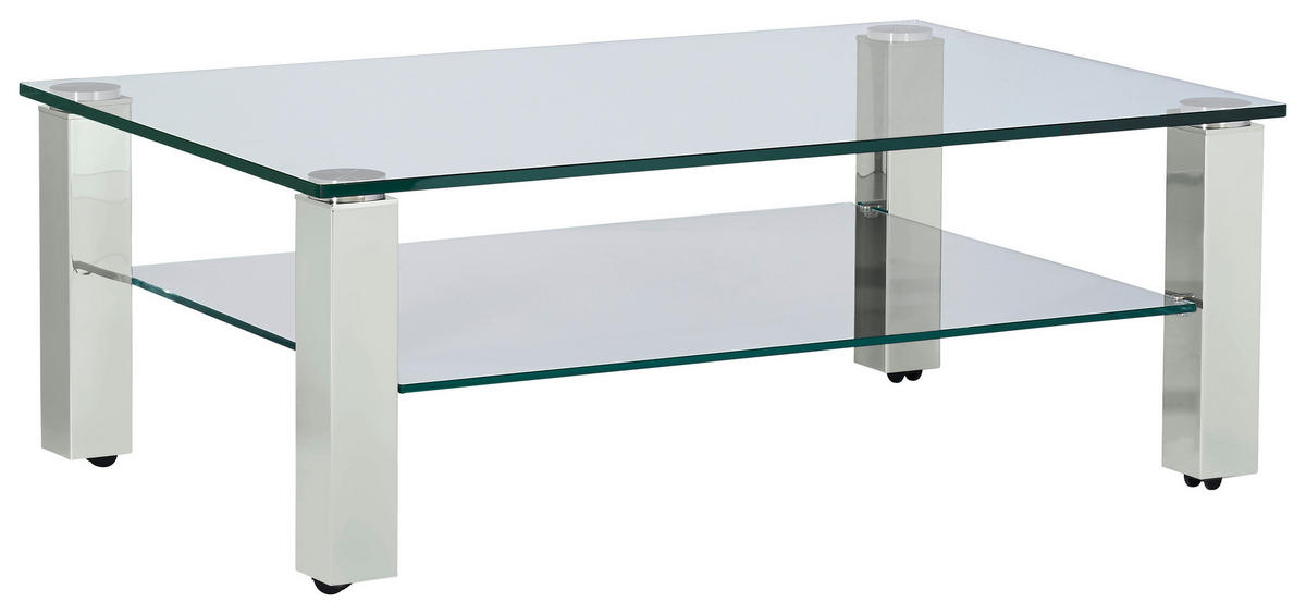 COUCHTISCH in Metall, Glas 110/70/42,5 cm  - Weiß, Design, Glas/Kunststoff (110/70/42,5cm)