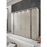 DULAP CU UȘI ROTATIVE gri, maro închis  - ardeziu/maro închis, Modern, sticlă/metal (295,2/236/59cm)