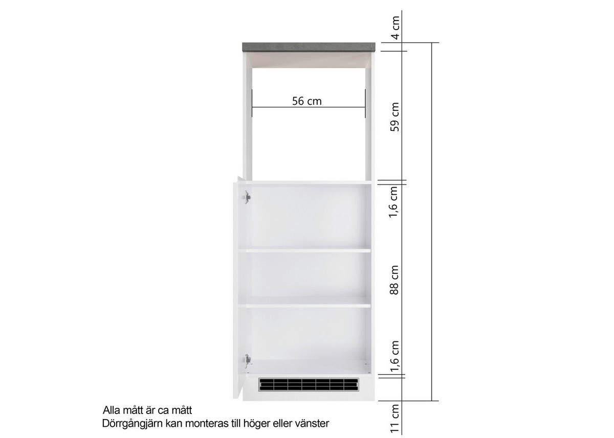 INBYGGNADSSKÅP FÖR SPIS 60/86/60 cm  i ek Wotan, vit, vit högglans  - vit/ek Wotan, Lifestyle, trämaterial (60/86/60cm) - Held