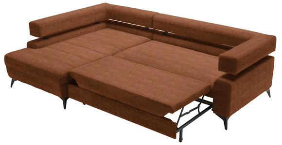 ECKSOFA in Chenille Cognac  - Cognac/Schwarz, KONVENTIONELL, Textil/Metall (184/265cm) - Hom`in