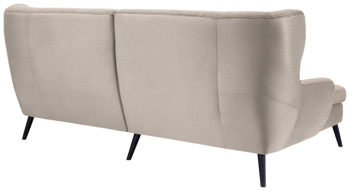 ECKSOFA in Cord Beige  - Beige/Schwarz, Design, Holz/Textil (165/237cm) - Stylife