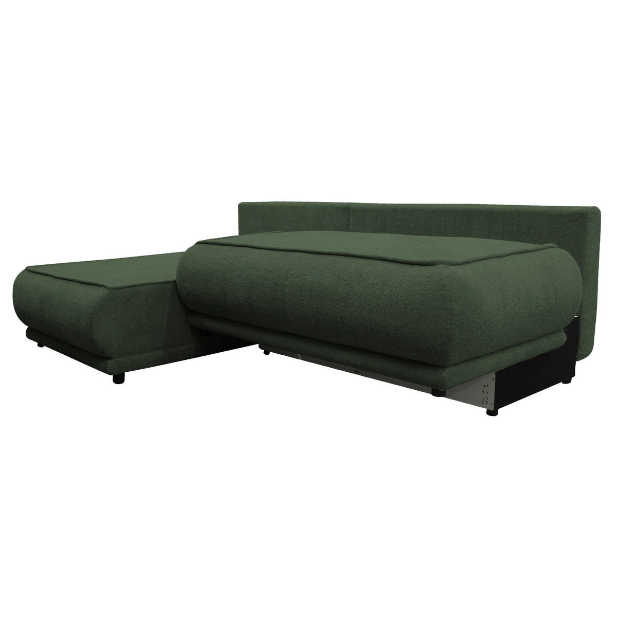 ECKSOFA PAROS Dunkelgrün Bouclé  - Dunkelgrün/Schwarz, Design, Kunststoff/Textil (179/277cm) - MID.YOU