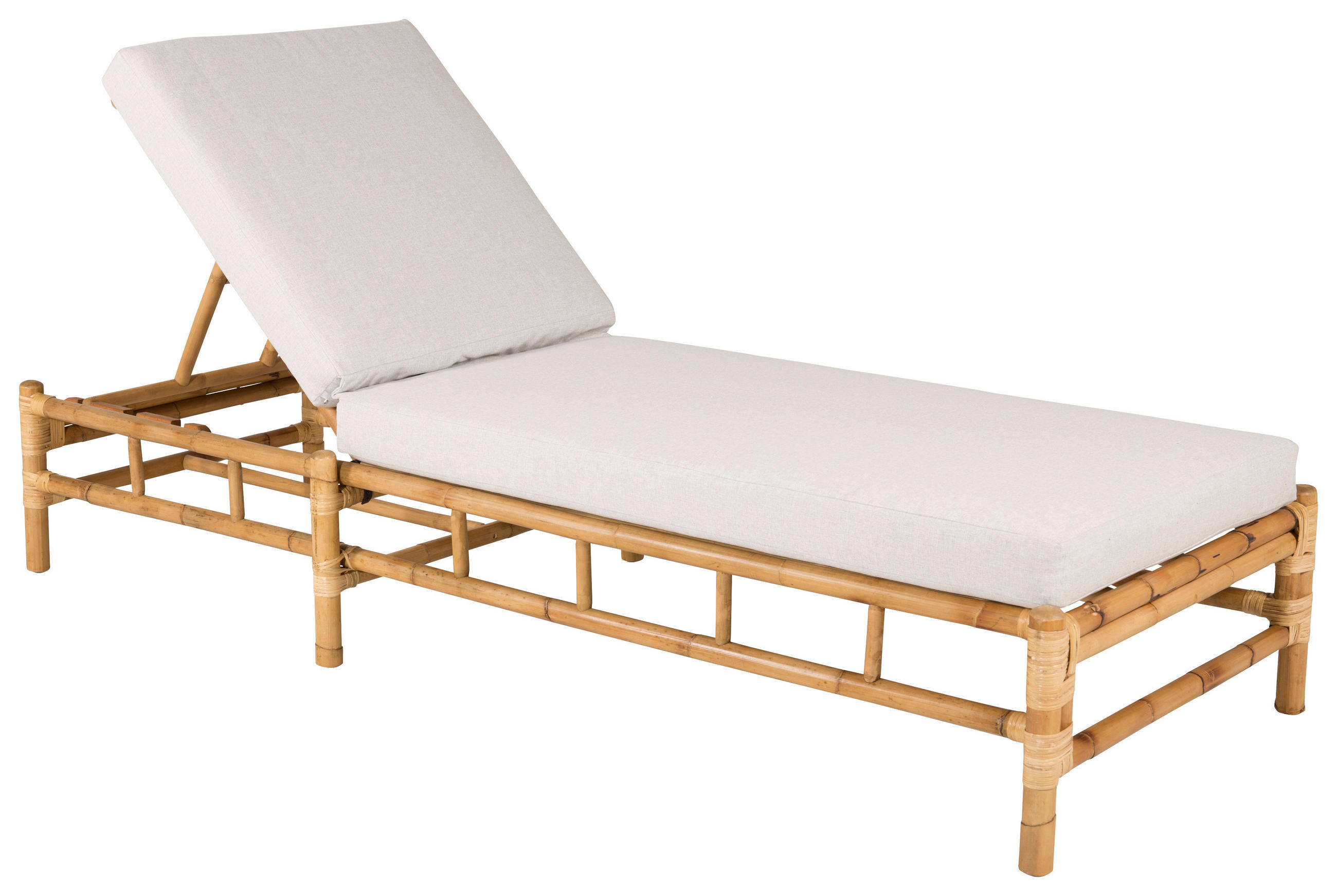 SONNENLIEGE 80/35/210 cm Bambus, Rattan  - Hellbraun/Creme, KONVENTIONELL, Holz/Textil (80/35/210cm) - Gardenson